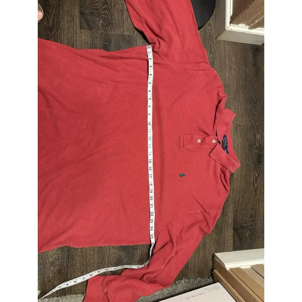 Ralph Lauren Polo Shirt Mens XXL Red Green Pony Long Sleeve Rugby Adult